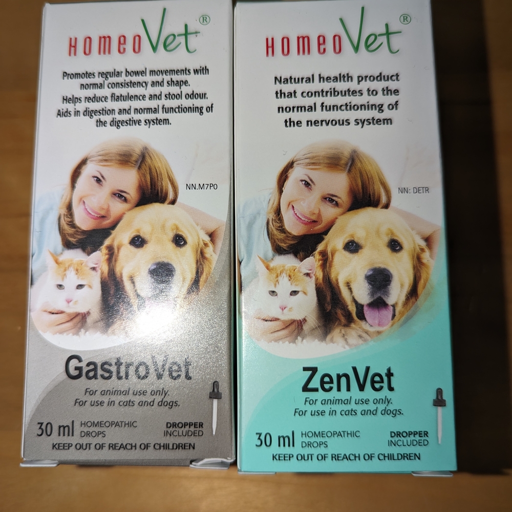2pack, Brand new HomeoVet GastroVet and ZenVet Drops for dogs and cats.